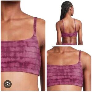 Athleta D-DD Scoop Printed Bikini Top Tahiti Vintage Plum Size XL